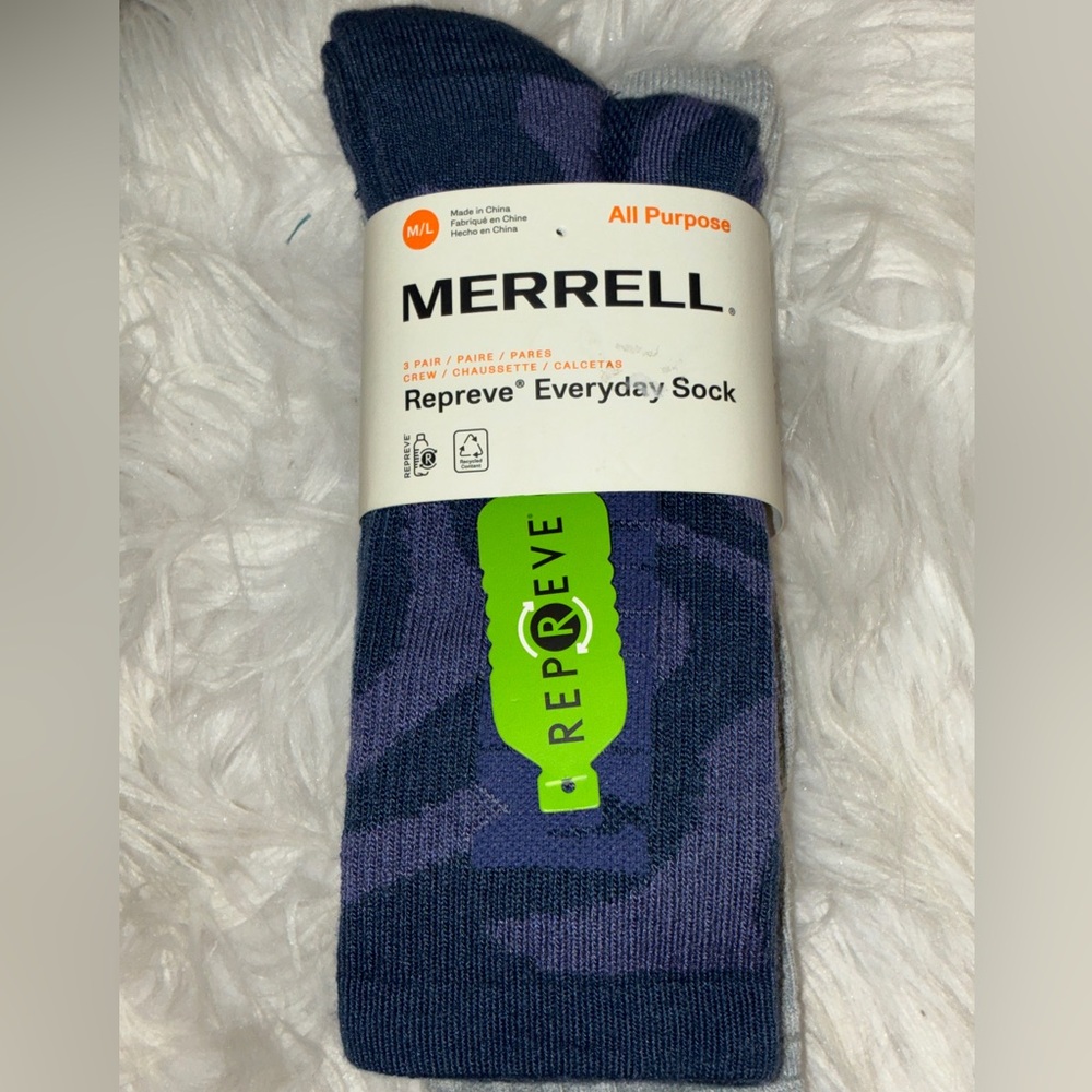 Merrell Repreve All Purpose Socks - Unisex 3 pack.
